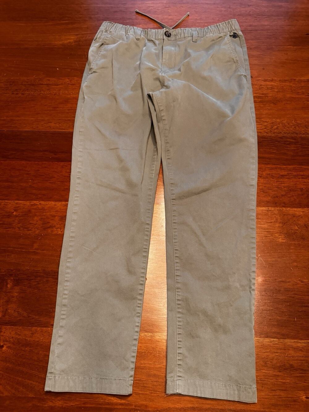 L Chubbies Chino Pants Charcoal Gray Drawstring Stretch Waist Flat Front Travel